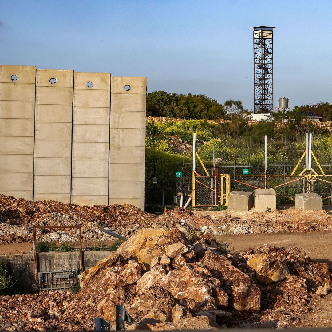 A section of the Lebanese-Israeli border is seen near the village of Shtula in northern Israel on April 6, 2023. A section of the Lebanese-Israeli border is seen near the village of Shtula in northern Israel on April 6, 2023.