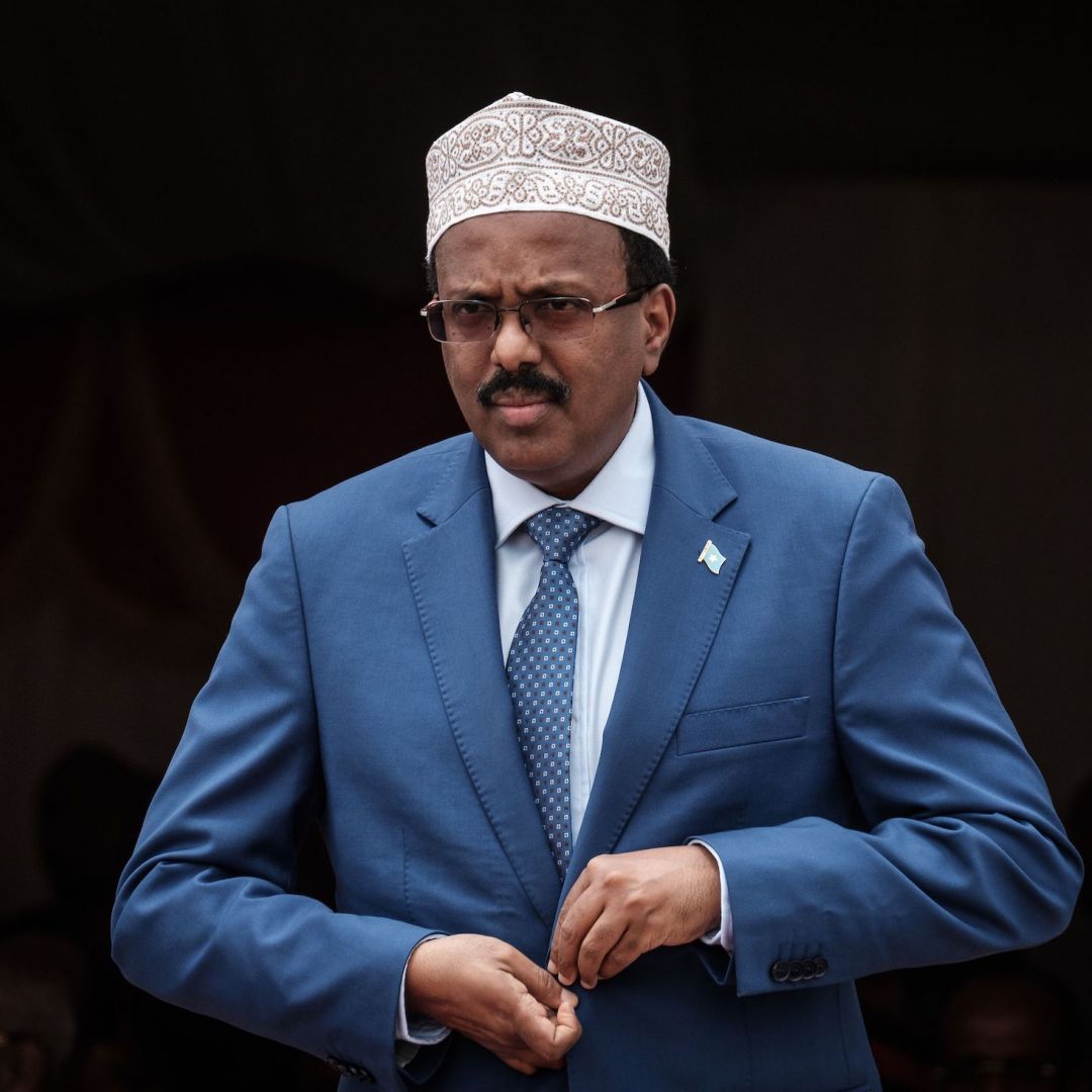 Somalian President Mohamed Abdullahi Mohamed on July 5, 2018, in Djibouti. Somalian President Mohamed Abdullahi Mohamed on July 5, 2018, in Djibouti.