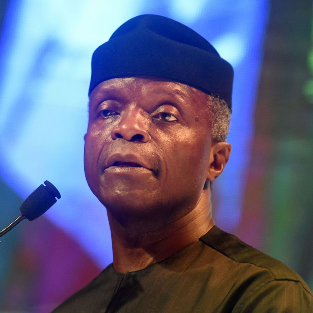 Nigerian Vice President Yemi Osinbajo on July 27, 2019, in Abuja. Growing disputes within Nigeria's governing party will drive political, social and security volatility in the run-up to the country's presidential race, threatening economic growth. Nigerian Vice President Yemi Osinbajo on July 27, 2019, in Abuja.