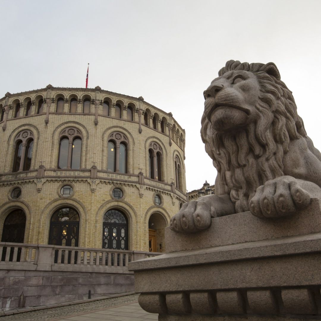 A photo taken in December 2014 shows Norway’s parliament building in Oslo. 