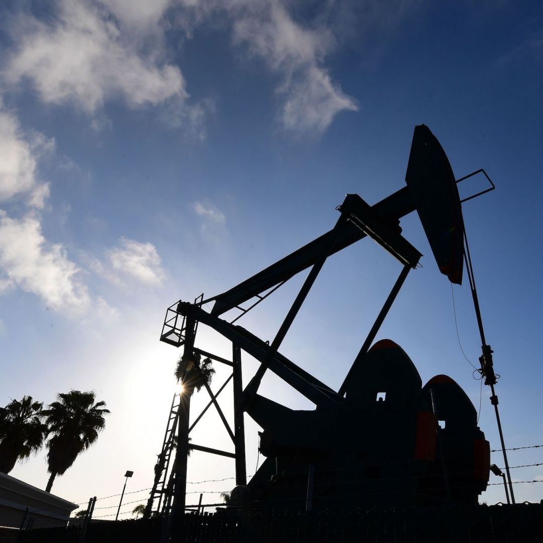 An oil pumpjack operates in Signal Hill, California, on April 21, 2020, a day after oil prices dropped to below zero amid the ongoing COVID-19 pandemic. 