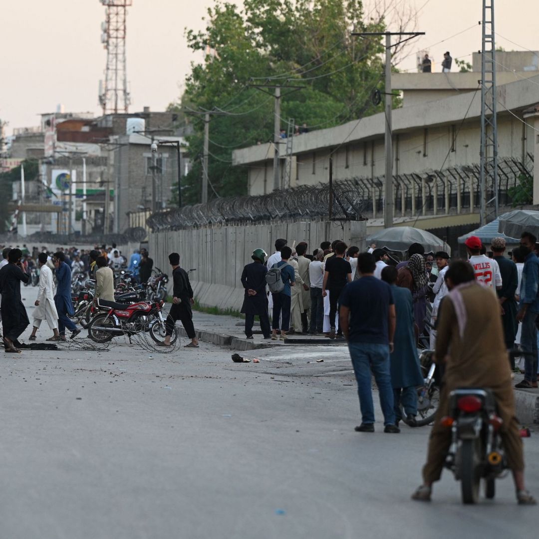 A protest May 9, 2023, in Rawalpindi, Pakistan, against the arrest of former Pakistani Prime Minister Imran Khan. The former prime minister's arrest increases nationwide risks of protests, social unrest, travel disruptions, and potential violence, and notably worsens political instability. A protest May 9, 2023, in Rawalpindi, Pakistan, against the arrest of former Pakistani Prime Minister Imran Khan.