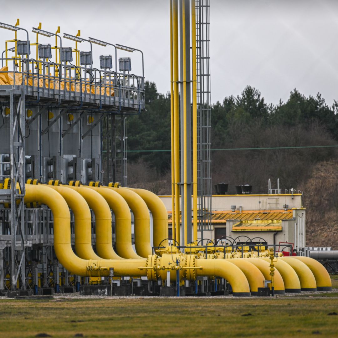 A compressor station is seen at the Yamal-Europe pipeline -- which connects Germany and Poland to the natural gas fields in Russia’s Yamal Peninsula -- in the Polish city of Wloclawek on Feb. 19, 2022. 