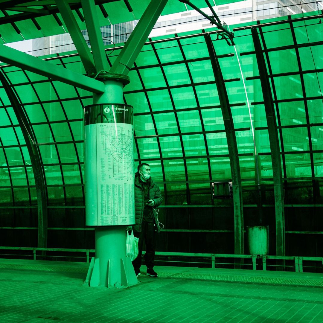 The Delovoy Tsentr station of the Moscow Central Ring, a commuter rail line circling the Russian capital, on April 8, 2020. Belarusian hacktivist group Cyber Partisans claimed in a Jan. 24 tweet that it had carried out a ransomware attack against Belarusian Railway because of the railway's use in moving Russian troops and military hardware into the country for Feb. 10-20 joint exercises. The Delovoy Tsentr station of the Moscow Central Ring, a commuter rail line circling the Russian capital, on April 8, 2020.