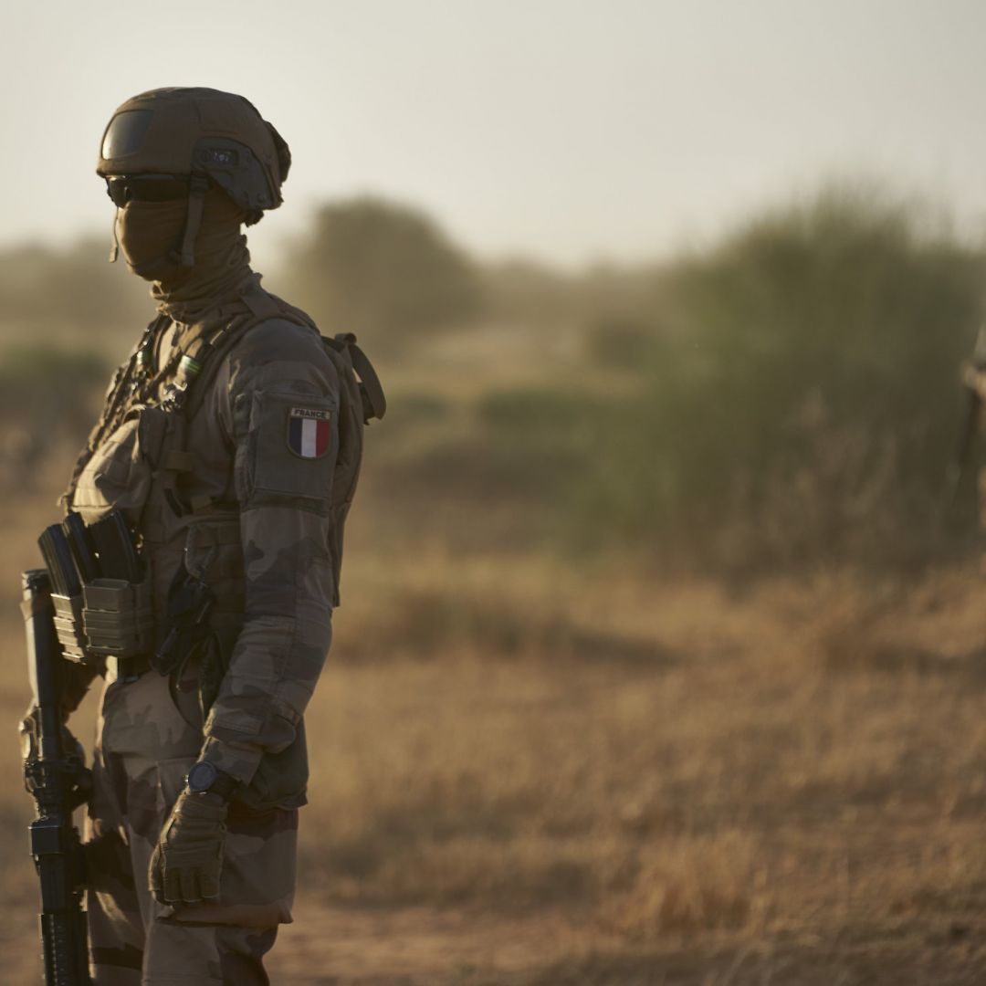 French soldiers monitor an area along Burkina Faso’s border with Mali and Niger on Nov. 10, 2019. 