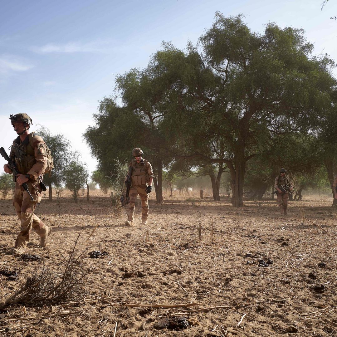 French soldiers patrol the Tofa Gala forest in northern Burkina Faso on Nov. 9, 2019.
