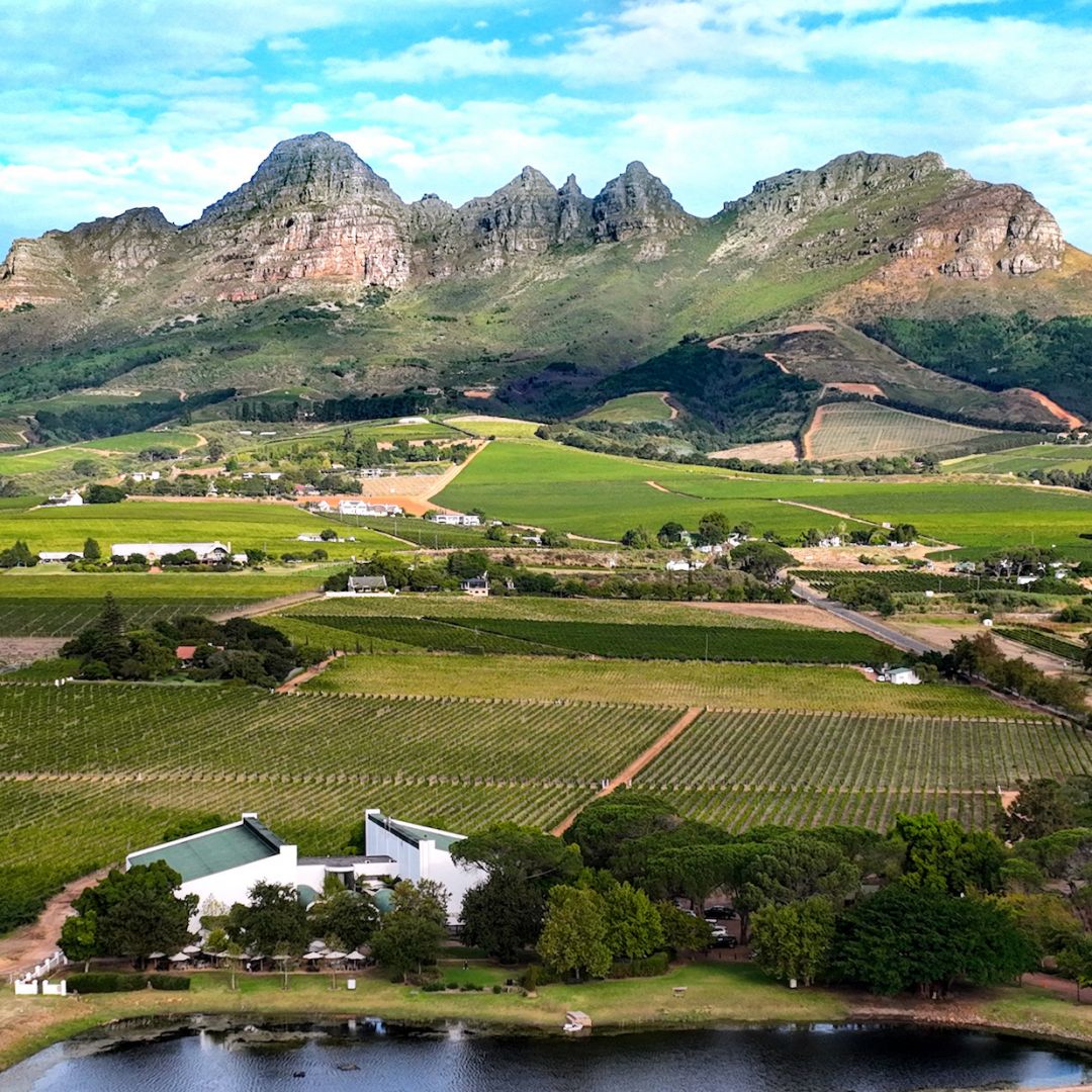 An evening aerial view of the Eikendal Vineyards winery estate on the slopes of the Helderberg Mountain during harvest season on March 15 in Western Cape province's wine-producing town of Stellenbosch, South Africa. An evening aerial view of the Eikendal Vineyards winery estate on the slopes of the Helderberg Mountain during harvest season on March 15 in Western Cape province's wine-producing town of Stellenbosch, South Africa.