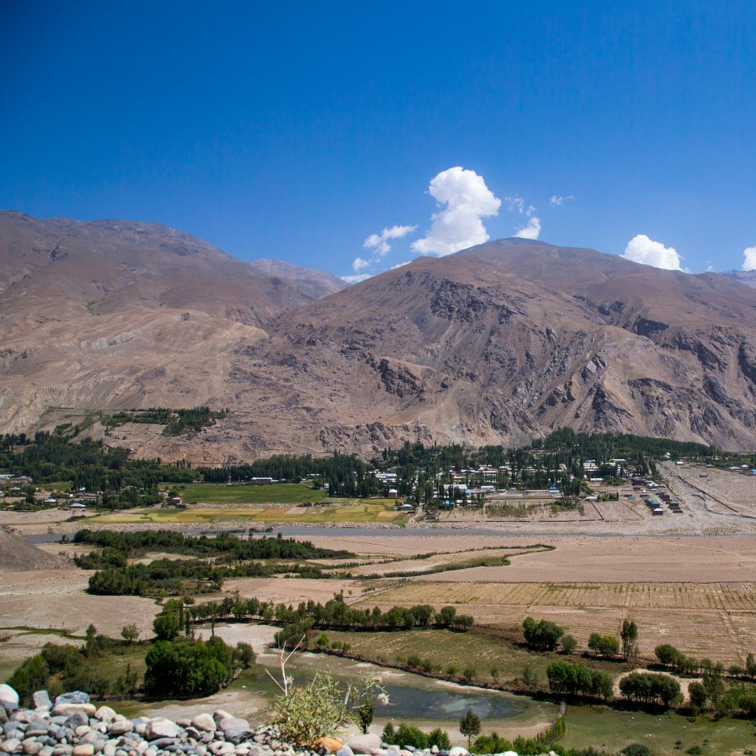 A view of southwestern Tajikistan from the Afghan border town of Qazi Deh. 