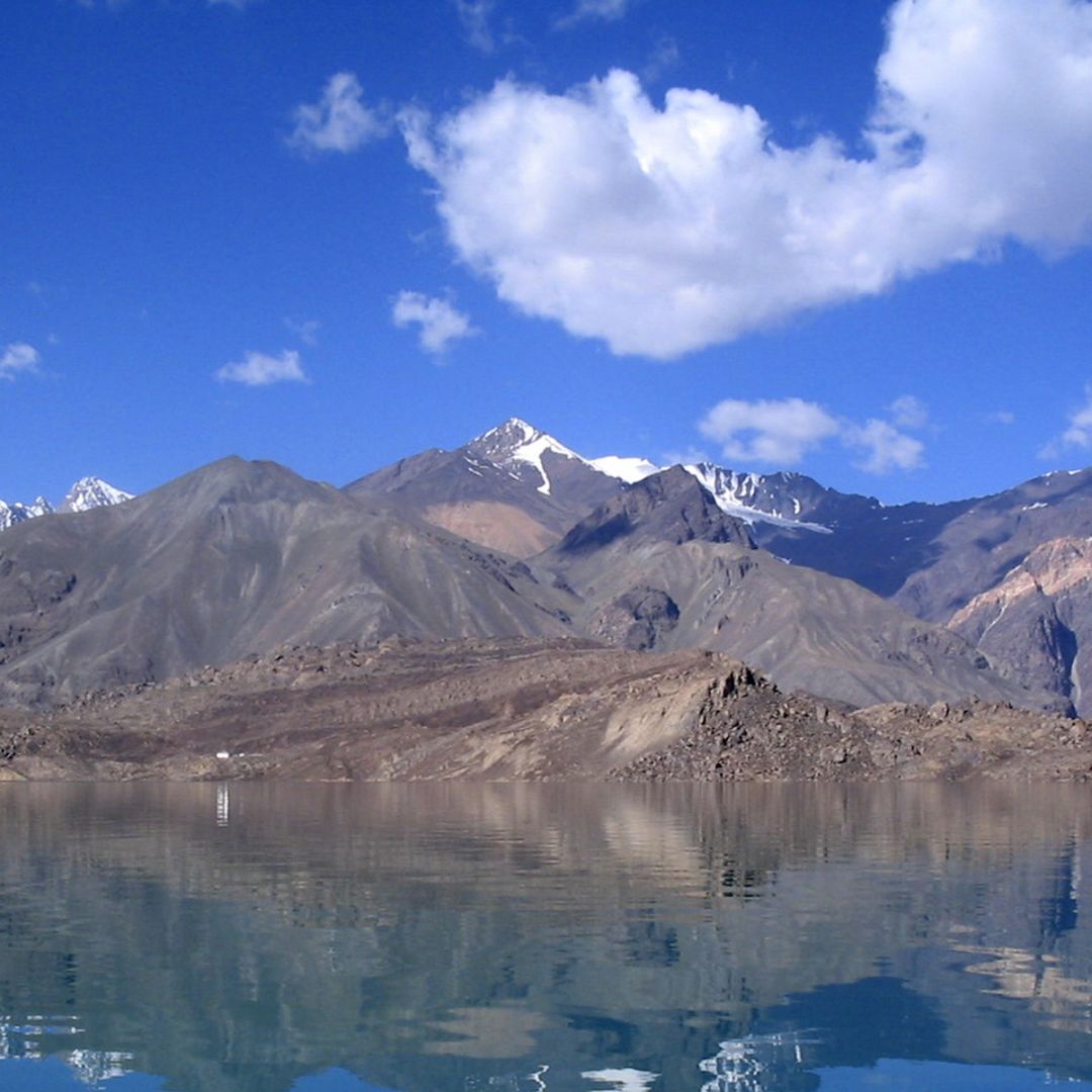 Lake Sarez sits at an elevation of 3,300 meters (10,827 feet) in Tajikistan's Gorno-Badakhshan Autonomous Region.