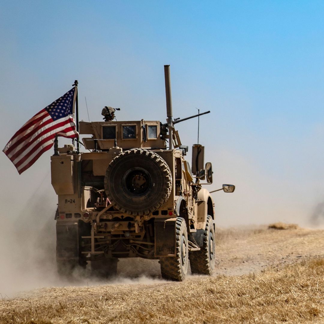 A U.S. military convoy patrols a Syrian village along the Turkish border on Sept. 8, 2019. A U.S. military convoy patrols a Syrian village along the Turkish border on Sept. 8, 2019.