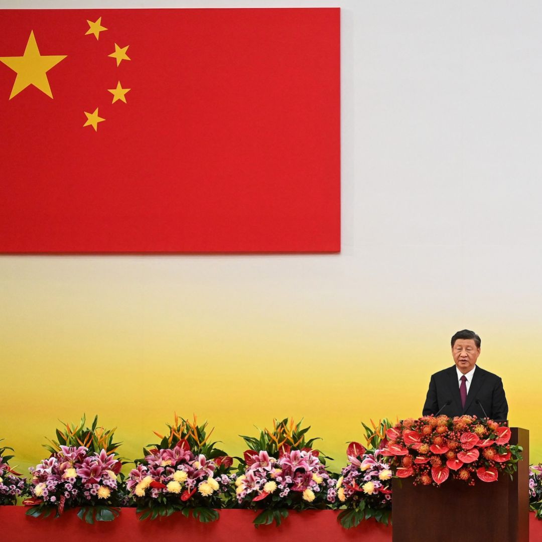 Chinese President Xi Jinping gives a speech in Hong Kong on July 1, 2022. 