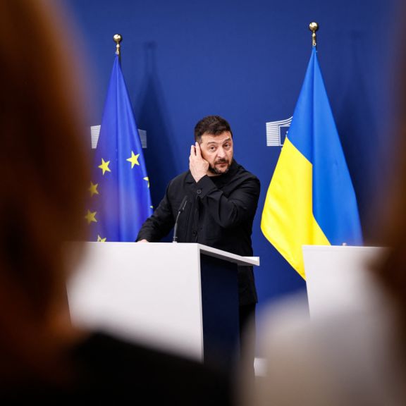 Ukrainian President Volodymyr Zelensky attends a press conference at the European Commission's headquarters in Brussels, Belgium, on Aug. 17, 2025. Ukrainian President Volodymyr Zelensky attends a press conference at the European Commission's headquarters in Brussels, Belgium, on Aug. 17, 2025.