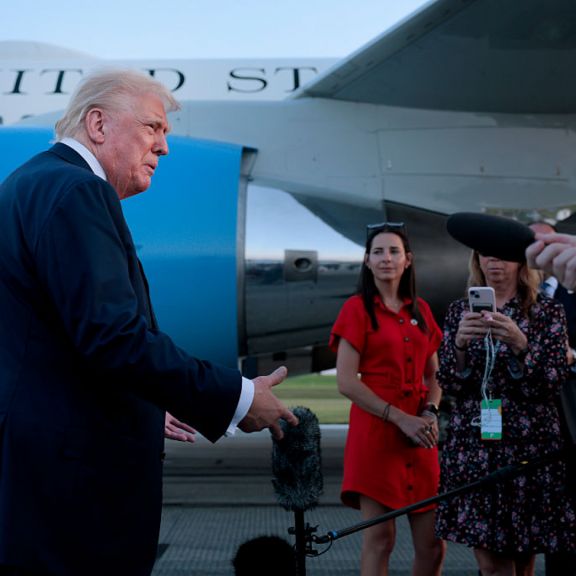 U.S. President Donald Trump speaks to reporters near Air Force One at the airport in Allentown, Pennsylvania, on Aug. 3, 2025. Trump answered questions about his upcoming meeting with Russian President Vladimir Putin, among other topics. U.S. President Donald Trump speaks to reporters near Air Force One at the airport in Allentown, Pennsylvania, on Aug. 3, 2025. Trump answered questions about his upcoming meeting with Russian President Vladimir Putin, among other topics.