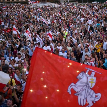 Opposition supporters protest against Belarusian President Alexander Lukashenko’s disputed electoral victory in Minsk, Belarus, on Aug. 18, 2020. Opposition supporters protest against Belarusian President Alexander Lukashenko’s disputed electoral victory in Minsk, Belarus, on Aug. 18, 2020.