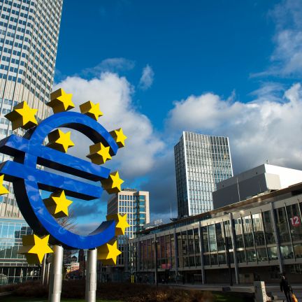 A statue depicting the euro is pictured outside the headquarters of the European Central Bank, which serves as the central bank of the 19 EU countries within the eurozone, in Frankfurt, Germany. A statue depicting the euro is pictured outside the headquarters of the European Central Bank, which serves as the central bank of the 19 EU countries within the eurozone, in Frankfurt, Germany.