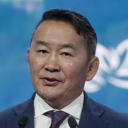 Under President Khaltmaa Battulga, Mongolia has been deepening its relationship with Russia. Mongolian President Khaltmaa Battulga speaks on Sept. 5, 2019, during the Eastern Economic Forum in Vladivostok, Russia.