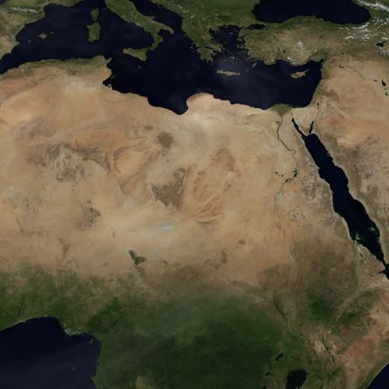 A satellite image of the Middle East and North Africa. A satellite image of the Middle East and North Africa.