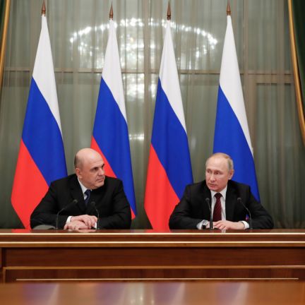 With his proposed constitutional changes, President Vladimir Putin is hoping governance in Russia will depend more on consensus, rather than personality. Russian President Vladimir Putin (2R) and Prime Minister Mikhail Mishustin (2L) meet with members of the new government in Moscow on Jan. 21, 2020.