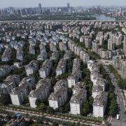 An aerial view shows the Evergrande Changqing community on Sept. 26, 2021, in Wuhan, China. 