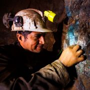 A miner works at the Kiara copper mine in Chile on June 22, 2021. 