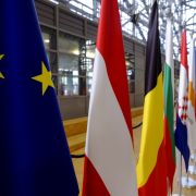 The atrium of the European Council headquarters on Feb. 24, 2022, in Brussels. The atrium of the European Council headquarters on Feb. 24, 2022, in Brussels.
