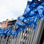 European flags fly in front of the European Commission's headquarters in Brussels, Belgium, on June 12.