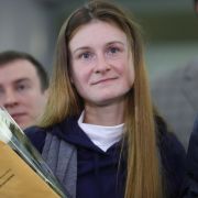 Russia's Maria Butina arrives at Moscow's Sheremetyevo International Airport on Oct. 26, 2019, after her deportation from the United States for failing to register as a foreign agent.