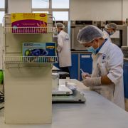 Staff conduct research for Top Glove, one of the world's largest rubber glove manufacturers, in a factory located near Kuala Lumpur, Malaysia, on Aug. 26, 2020. 