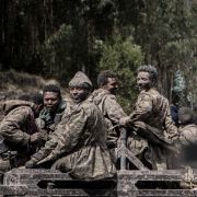 Members of the Ethiopian National Defense Force (ENDF) are seen on a truck in Shewa Robit, Ethiopia, on Dec. 5, 2021. 