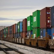 A freight train carries cargo shipping containers along the U.S.-Mexico border in Sunland Park, New Mexico, on Dec. 9, 2021 A freight train carries cargo shipping containers along the U.S.-Mexico border in Sunland Park, New Mexico, on Dec. 9, 2021