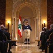 Lebanon's former prime minister, Saad Hariri, announces his withdrawal from political life during a press conference in the capital Beirut on Jan. 24, 2022. 