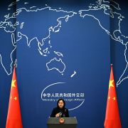 Chinese Foreign Ministry spokesperson Hua Chunying discusses the Russia-Ukraine crisis during a press conference in Beijing on Feb. 24, 2022. 