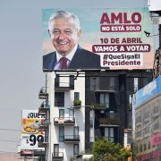 A billboard in Mexico City encourages voters to support Mexican President Andres Manuel Lopez Obrador in the recall referendum scheduled for April 10, 2022. 