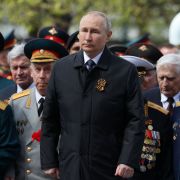 Russian President Vladimir Putin attends a ceremony on May 9, 2022, commemorating the 77th anniversary of Russia's victory over Nazi Germany during World War II. 