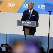 U.S. President Joe Biden speaks at the Summit of the Americas, which was attended by leaders across the Western Hemisphere, on June 9, 2022, in Los Angeles, California. 