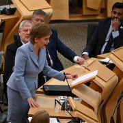 Scotland's First Minister Nicola Sturgeon addresses lawmakers in the Scottish parliament in Edinburgh on June 28, 2022.
