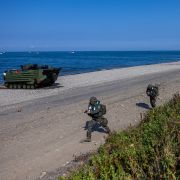 Taiwanese soldiers disembark from amphibious assault vehicles on July 28, 2022, in Pingtung, Taiwan, during a military exercise simulating a Chinese invasion. Taiwanese soldiers disembark from amphibious assault vehicles on July 28, 2022, in Pingtung, Taiwan, during a military exercise simulating a Chinese invasion.