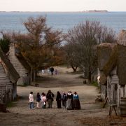 People visit the 1627 Pilgrim Village at "Plimoth Plantation," where role-players portray pilgrims seven years after the arrival of the Mayflower, in November 2005. People visit the 1627 Pilgrim Village at "Plimoth Plantation," where role-players portray pilgrims seven years after the arrival of the Mayflower, in November 2005.