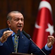 President Recep Tayyip Erdogan speaks about the slaying of Saudi journalist Jamal Khashoggi during a weekly parliamentary address on Oct. 23 in Ankara. 