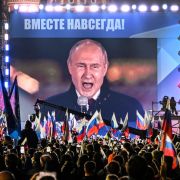 Russian President Vladimir Putin is seen on screen Sept. 30, 2022, at Red Square in Moscow addressing a rally and a concert regarding the annexation of four regions of Ukraine. Russian President Vladimir Putin is seen on screen Sept. 30, 2022, at Red Square in Moscow addressing a rally and a concert regarding the annexation of four regions of Ukraine.