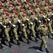 Russian soldiers march during a military parade marking the 75th anniversary of Russia’s victory in World War II on June 24, 2020, in Moscow, Russia. Russian soldiers march during a military parade marking the 75th anniversary of Russia’s victory in World War II on June 24, 2020, in Moscow, Russia.