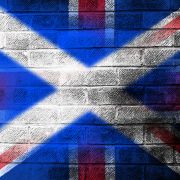 A Scottish flag painted on the Union Jack.