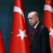 Turkish President Recep Tayyip Erdogan arrives to give a press conference in Ankara on Sept. 21, 2020. Turkish President Recep Tayyip Erdogan arrives to give a press conference in Ankara on Sept. 21, 2020.