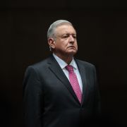 Mexican President Andres Manuel Lopez Obrador on July 1, 2021, at the National Palace in Mexico City during a commemoration of the third year of his victory in Mexico's 2018 presidential election.