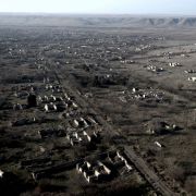An aerial view shows the ruins of a village on Jan. 5, 2021, in an area of Nagorno-Karabakh that was recaptured by Azerbaijan in October 2020. An aerial view shows the ruins of a village on Jan. 5, 2021, in an area of Nagorno-Karabakh that was recaptured by Azerbaijan in October 2020.