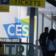 Attendees arrive on Jan. 6 at the Las Vegas Convention Center, where preparation is underway for the CES 2019 technology show.