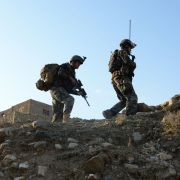 Afghan commandos patrol the Achin district of Nangarhar province during a U.S.-Afghan military operation against Islamic State militants on Jan. 3, 2018.