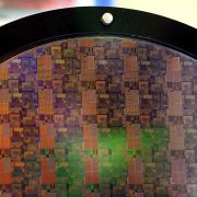 A Samsung silicon wafer is displayed on March 23, 2011, in San Jose, California.