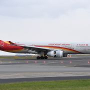 A Hong Kong Airlines plane lands Sept. 1, 2021, at Sydney Kingsford Smith Airport.