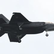 An Oct. 14, 2018, photo shows an F-35A fighter aircraft of the Japan Air Self-Defense Force taking part in a military review at Asaka training ground in Asaka, Saitama prefecture, Japan.
